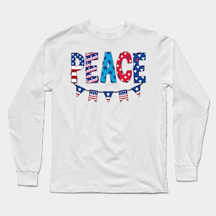 Peace 4th of July cliparts illustration Long Sleeve T-Shirt